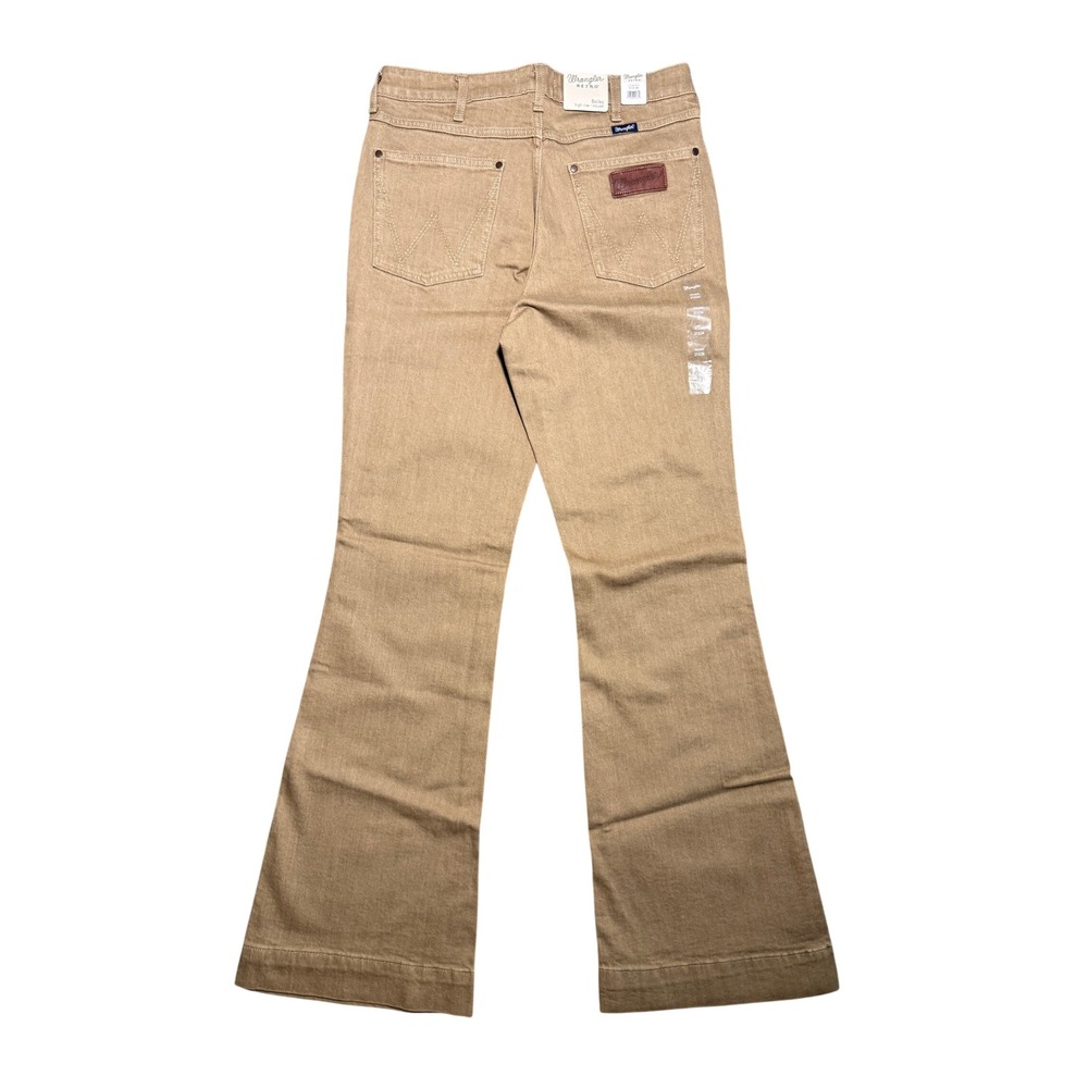 NWT Wrangler Retro Bailey High Rise Trouser Jeans Tan Khaki Wide Leg 31x34